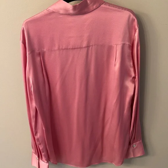 Vince Rose Pink Satin Button-Front Blouse M - Picture 5 of 5